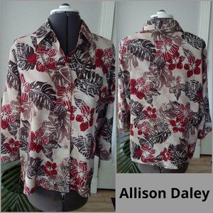 Allison Daley Tropical Leaf Print Button Down